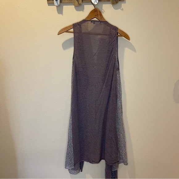 BCBG Purple Silver Sheer Flowy Open Long Vest Size M - Picture 2 of 5